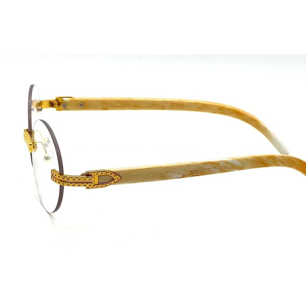 Men Eyewear Sophisticated‎ Round Clear Lens Casual Business Wear Gold Marble New
